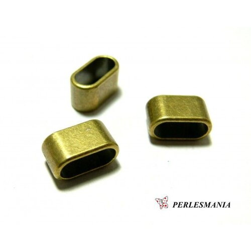 Lot de 10 pendentifs perles intercalaires slide rectangle métal coloris bronze 2a8817
