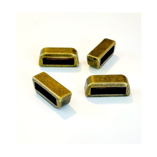 H1665 pax 10 slides passant rectangle 13.5 mm métal coloris bronze