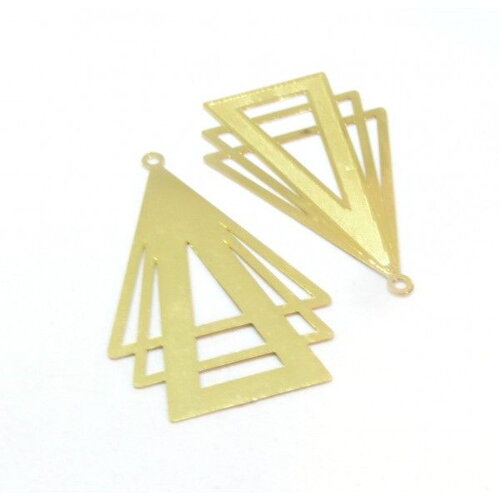 Ae115173 pax 2 estampes pendentif filigrane double triangle 42mm métal finition doré