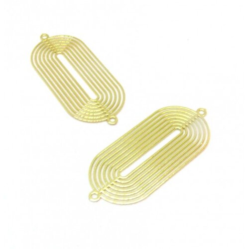 Ae1113518 pax 2 estampes connecteur ovale 30mm métal finition doré