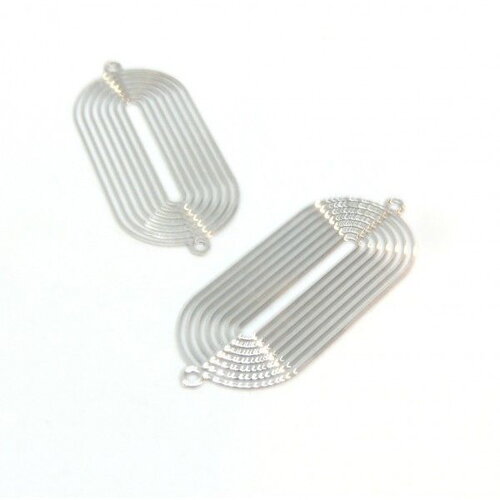 Ae1113518 pax 2 estampes connecteur ovale 30mm métal finition argent platine