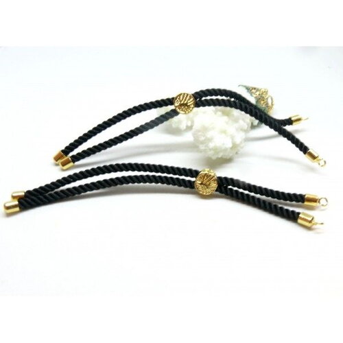 H11f01804g  pax 1 support bracelet intercalaire cordon nylon ajustable avec accroche  laiton doré 18kt coloris noir