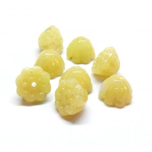 Bu112302081549033225 pax 10 perles graine de lotus yoga healing 10mm  jade teintée couleur jaune pale