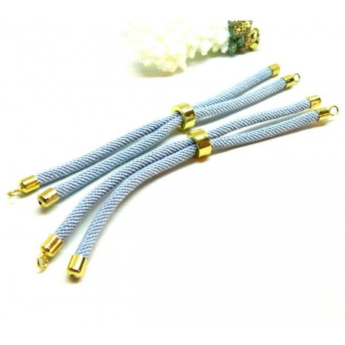 H11m025-144 pax 1 support bracelet intercalaire cordon nylon ajustable avec accroche laiton coloris bleu acier