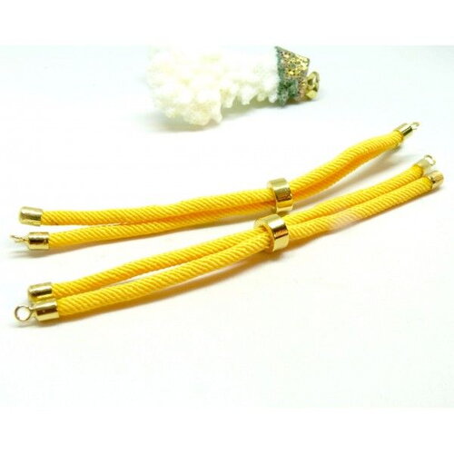 H11m025-120 pax 1 support bracelet intercalaire cordon nylon ajustable avec accroche laiton coloris jaune