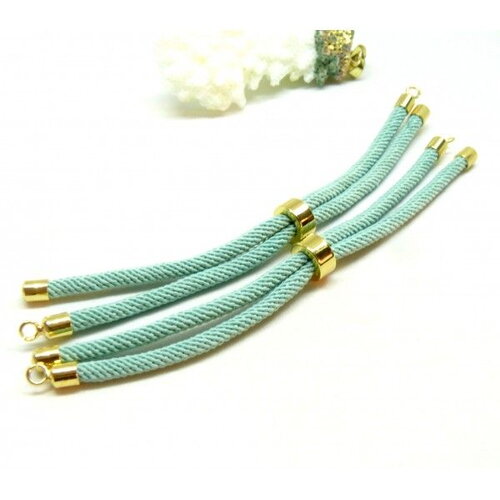 H11m025-142 pax 1 support bracelet intercalaire cordon nylon ajustable avec accroche laiton coloris vert d'eau