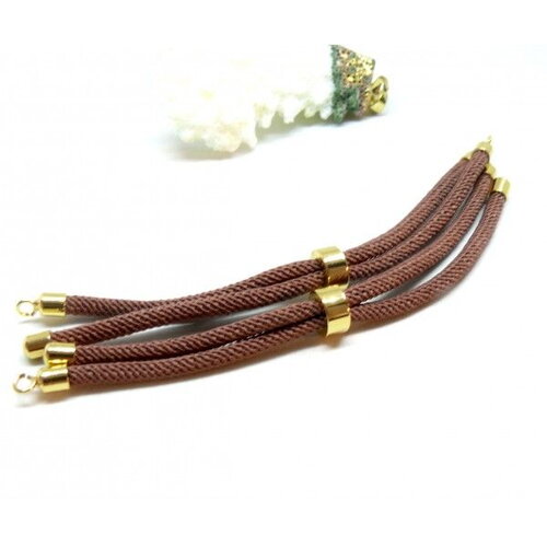 H11m025-138 pax 1 support bracelet intercalaire cordon nylon ajustable avec accroche laiton coloris marron