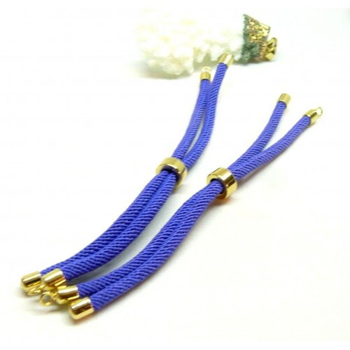 H11m025-119 pax 1 support bracelet intercalaire cordon nylon ajustable avec accroche laiton coloris bleu électrique