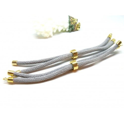 H11m025-115 pax 1 support bracelet intercalaire cordon nylon ajustable avec accroche laiton coloris gris