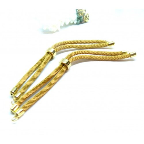 H11m025-108 pax 1 support bracelet intercalaire cordon nylon ajustable avec accroche laiton coloris moutarde