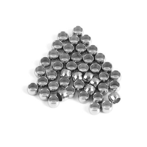 H11p22125p pax 50 perles à ecraser 1.9mm en acier inoxydable 316 finition argent platine