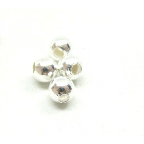 Kk0133010bs  pax 40 perles intercalaires bille 3.5mm, laiton plaqué argent 925
