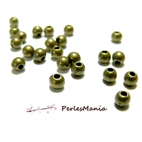Ps111092 pax 300 perles metal intercalaires rondes lisse 3mm métal couleur bronze