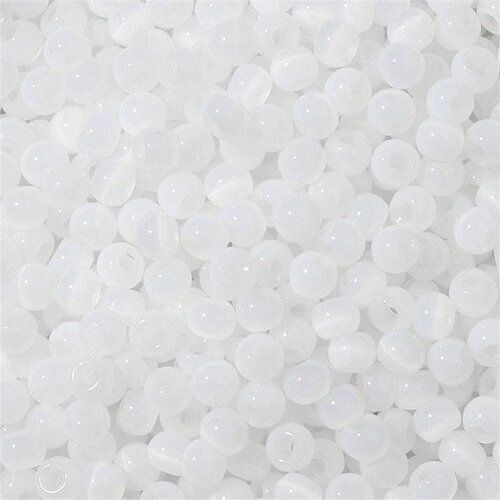 Ps11890587 lot 1 sachet d'environ 200 perles de verre - rondes 4mm blanc
