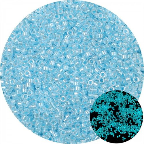 Ps11905185  pax 1 sachet d'environ 700 perles de rocaille en verre phosphorescent qui s'illumine dans la nuit 2.5mm  bleu 10gr