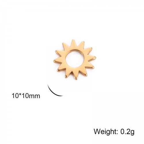 Ps11902158 pax 2 pendentifs soleil 10mm en acier inoxydable 304 finition doré