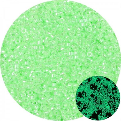 Ps11905177  pax 1 sachet d'environ 700 perles de rocaille en verre phosphorescent qui s'illumine dans la nuit 2.5mm vert flashy