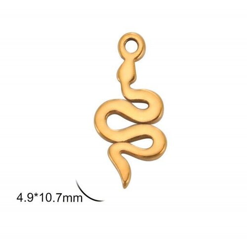 Ps11902144 pax 1 pendentifs serpent 11 mm - en acier inoxydable  placage doré