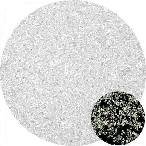 Ps11905175 pax 1 sachet d'environ 700 perles de rocaille en verre phosphorescent qui s'illumine dans la nuit 2.5mm blanc 10gr
