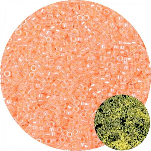 Ps11905183  pax 1 sachet d'environ 700 perles de rocaille en verre phosphorescent qui s'illumine dans la nuit 2.5mm orange 10gr