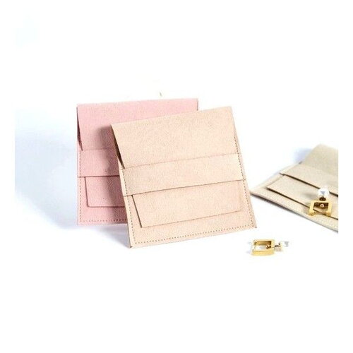 Ps11551800 pax 1 pochette pochon sachet cadeaux carré 6.2mm effet suédine coloris rose poudrée