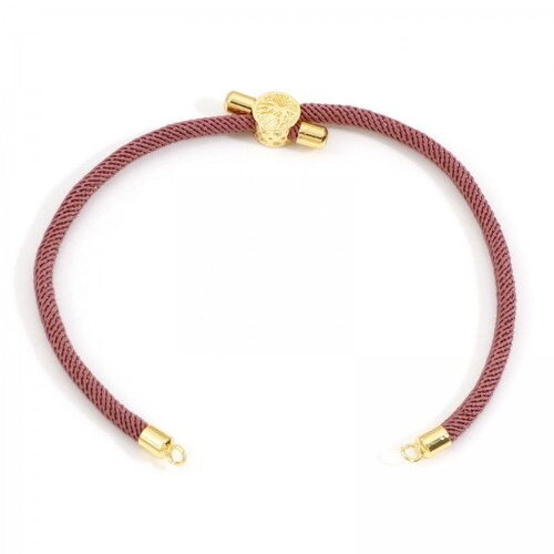 Ps11897054 pax 1 support bracelet intercalaire cordon nylon ajustable avec accroche slide arbre cuivre doré coloris vieux rose