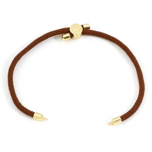 Ps11897056 pax 1 support bracelet intercalaire cordon nylon ajustable avec accroche slide arbre cuivre doré coloris marron