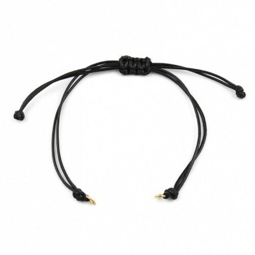 Ps11668704 pax 2 bracelets règlable en corde noire 0.8 mm - anneaux argenté