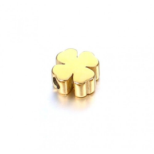 Bu112207221525483229 pax 1 perle intercalaire trèfle - 7mm - en acier inoxydable 304 finition doré placage ionique