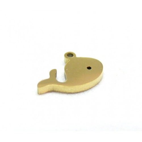 Ps110909196 pax 1 pendentif baleine 8 mm en acier inoxydable 304 finition doré  pour création de bijoux raffinés