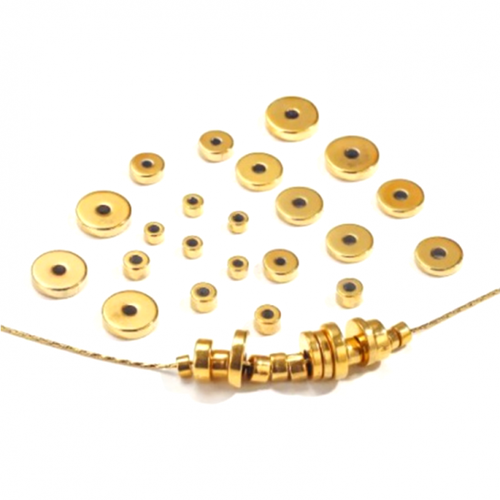 H11p19809abis pax 20 perles intercalaires rondelles 4mm en laiton finition doré 18kt