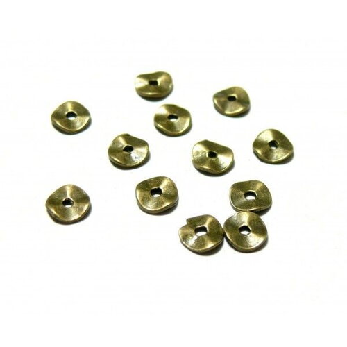 Ps110091269 pax 30 perles intercalaires passants rondelles vague 6mm métal finition bronze