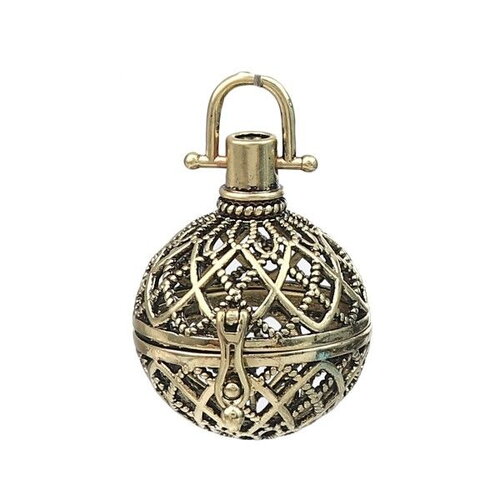 Ps110260011 pax 1 pendentif, cage pour perle, bola grossesse  20mm, boule de parfum métal finition bronze