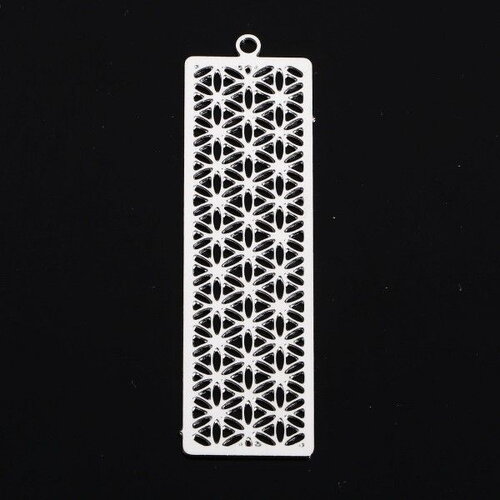 Ps11909802 pax 4 estampes pendentifs rectangle avec multi fleurs 47mm métal finition argent platine