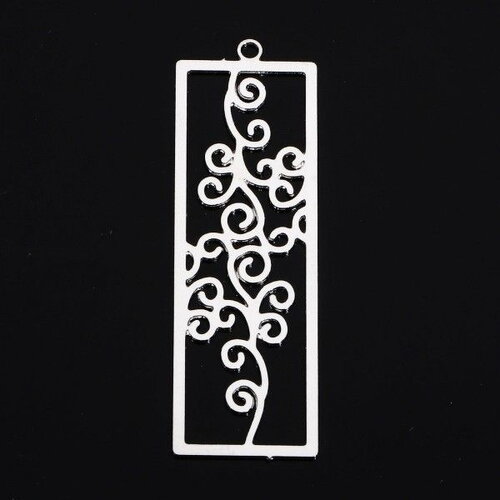 Ps11909808 pax 4 estampes pendentifs rectangle avec arabesque 47mm métal finition argent platine