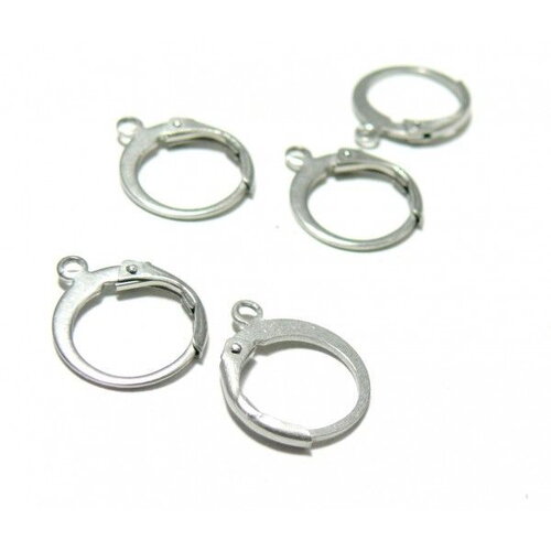 Copy of hi10019p pax 20 boucles d'oreille dormeuses ronde 14.5mm avec accroche acier inoxydable 304 argenté