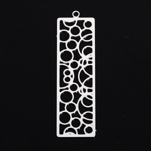 Ps11909800 pax 4 estampes pendentifs rectangle avec multi cercle 47mm métal finition argent platine