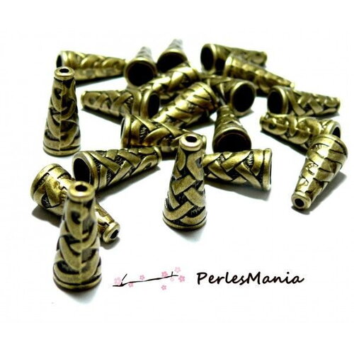 H11821 pax 10 cônes embouts caps coupelles torsade métal couleur bronze