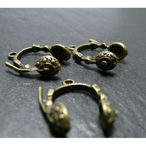 Lot de 10 pendentifs ecouteurs 3d laiton finition bronze