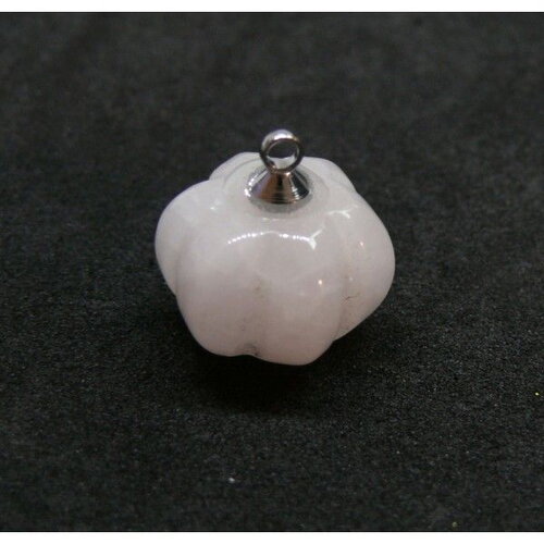 Ps110909905 pax 1 pendentif forme potiron 10mm quartz rose et laiton finition argenté