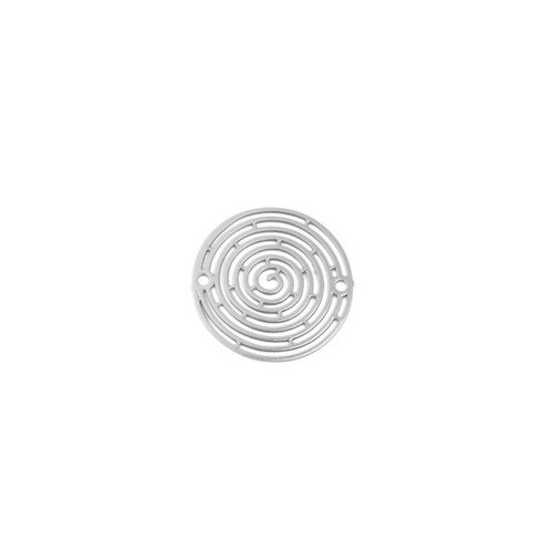 Ps110204940 pax de 6 estampes pendentif connecteur filigrane spirale 18mm métal couleur argent platine