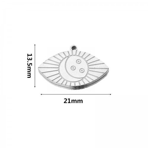 Ps11899705 pax 1 pendentif marquise 21mm en acier inoxydable 304 finition argenté  pour création de bijoux raffinés