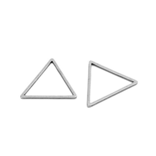 Ps110200942 pax 10 pendentifs triangle 18mm en acier inoxydable 304 finition argenté pour création de bijoux raffinés