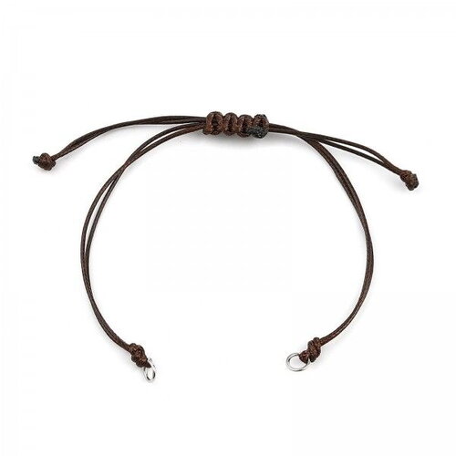 Ps11668710 pax 2 bracelets réglable en corde marron 0.8 mm - anneaux argenté