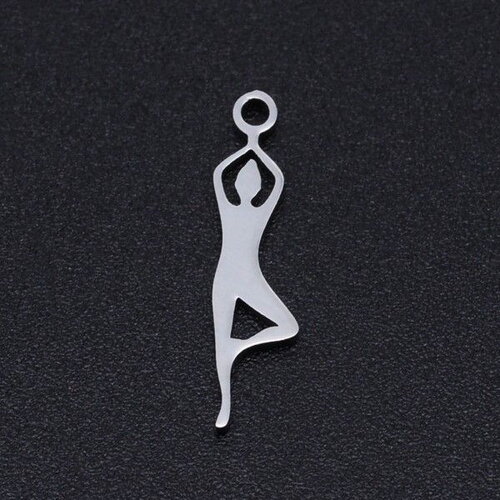 Ps11871121 pax 1 pendentif yoga 18mm en acier inoxydable finition argenté
