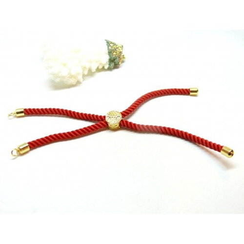 H11f01801g  pax 1 support bracelet intercalaire arbre cordon nylon ajustable avec accroche  laiton doré 18kt coloris rouge