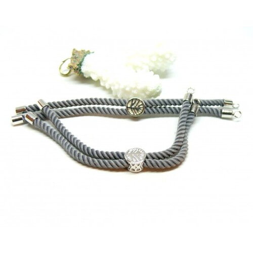 H11f01807p pax 1 support bracelet intercalaire arbre cordon nylon ajustable avec accroche  laiton finition platinum coloris gris