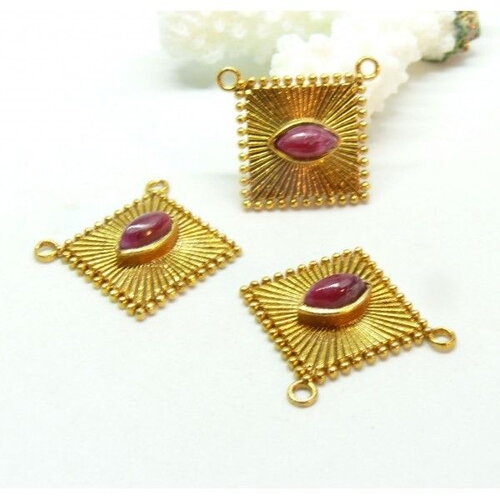 Copy of gd11001 lot 1 pendentif  coussinet 8mm avec décor  labradorite 8mm en argent 925 finition doré 18kt