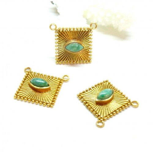 Copy of gd11001 lot 1 pendentif  coussinet 8mm avec décor  labradorite 8mm en argent 925 finition doré 18kt