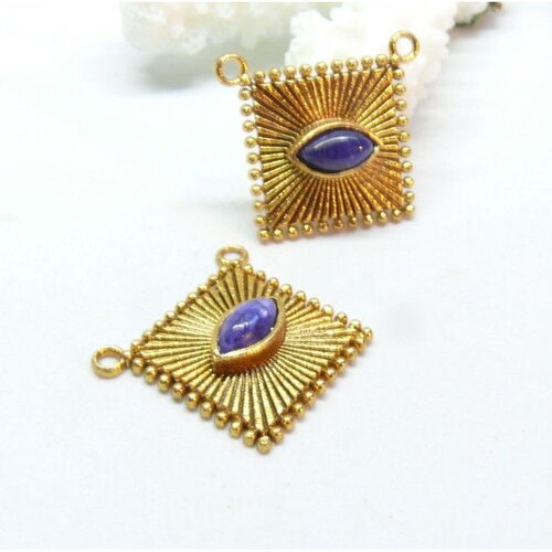 Copy of gd11001 lot 1 pendentif  coussinet 8mm avec décor  labradorite 8mm en argent 925 finition doré 18kt